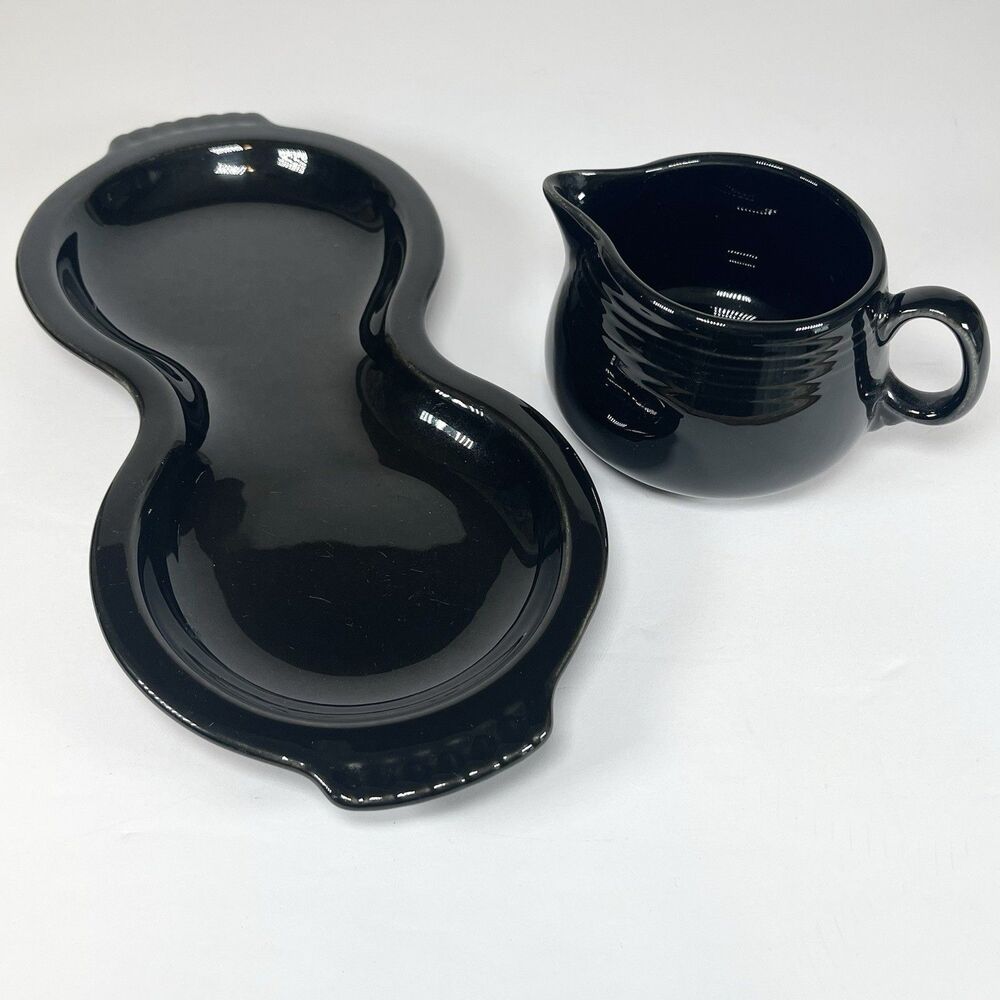 Homer Laughlin Fiesta USA Black Creamer & Underplate Tray Dish Fiesta ware